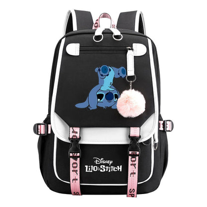 Interstellar Baby Stitch Usb Backpack For Boys And Girls Casual Woven Strap Flip Backpack