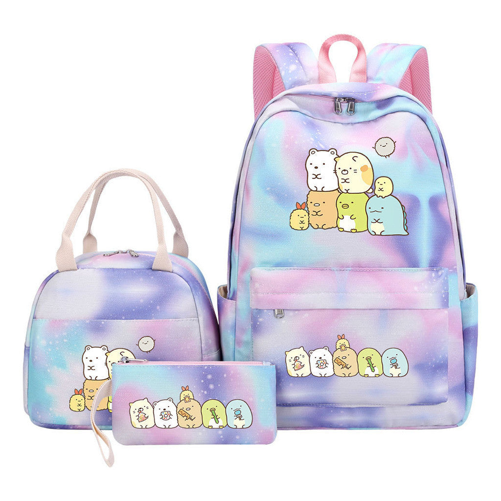 Game Corner Biology Student Girls School Bag Lunch Bag Three Piece Set Backpack Set