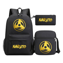 Golden Anime Naruto Starry Sky Youth Student Backpack Set, 3-piece, Men's And Women's Backpack Set