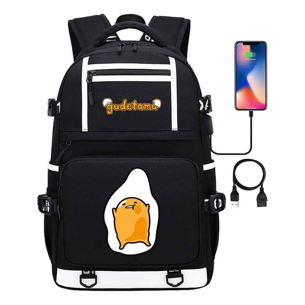 Cartoon Cartoon Lazy Egg Usb Student Backpack Backpack Leisure Travel Bag