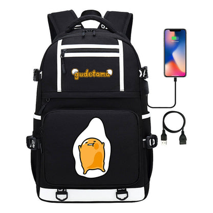 Cartoon Cartoon Lazy Egg Usb Student Backpack Backpack Leisure Travel Bag