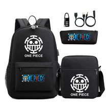 Cartoon Pirate King Usb Password Lock Youth Student School Bag Three Piece Set For Boys And Girls Backpack Set