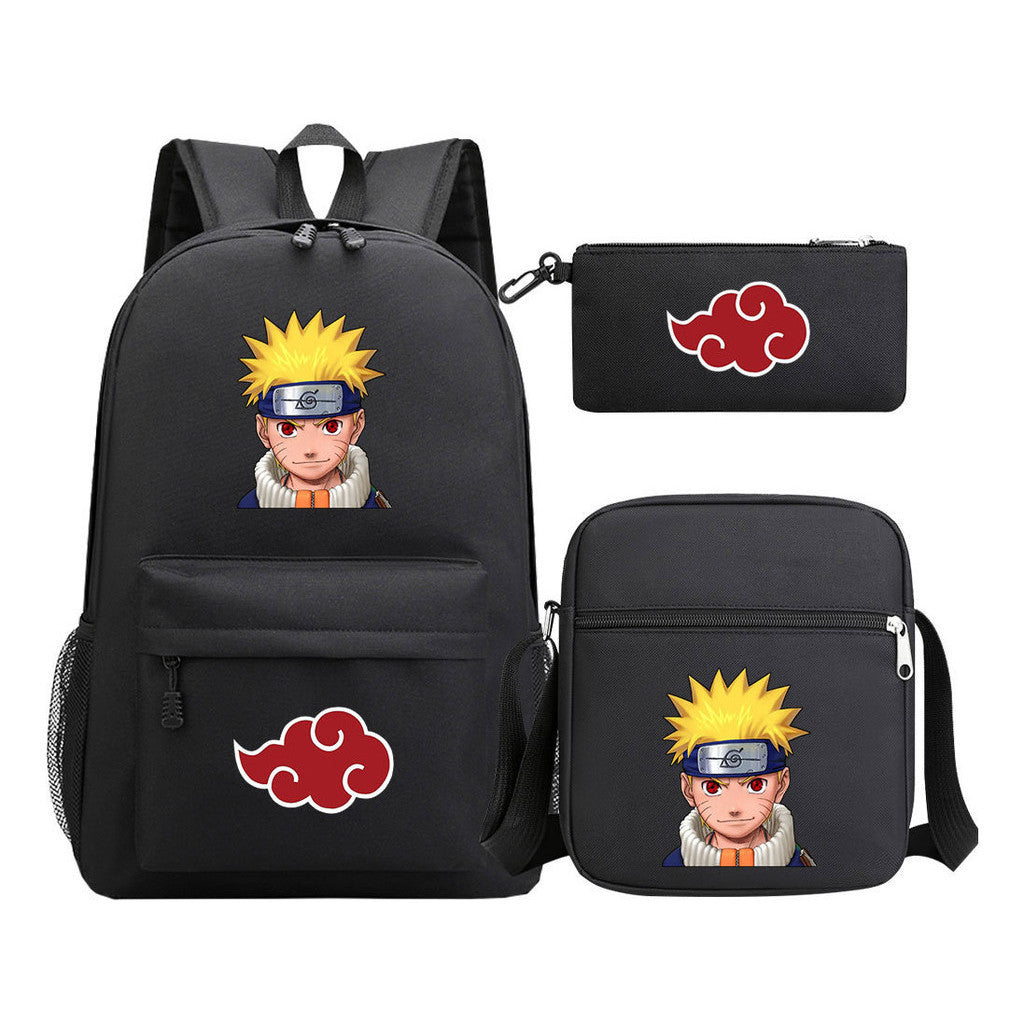 Anime Naruto Starry Sky Youth School Bag Three Piece Set For Boys And Girls Backpack Set