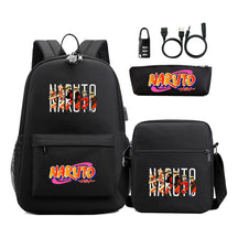 Naruto Usb Password Lock Youth Student Backpack Three Piece Set Backpack Set