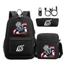 Naruto Usb Password Lock Backpack Three Piece Set For Men And Women Backpack Set