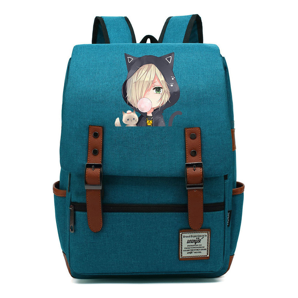 Yuri On The Ice Student Backpack, Men's And Women's Leisure Belt Buckle Backpack