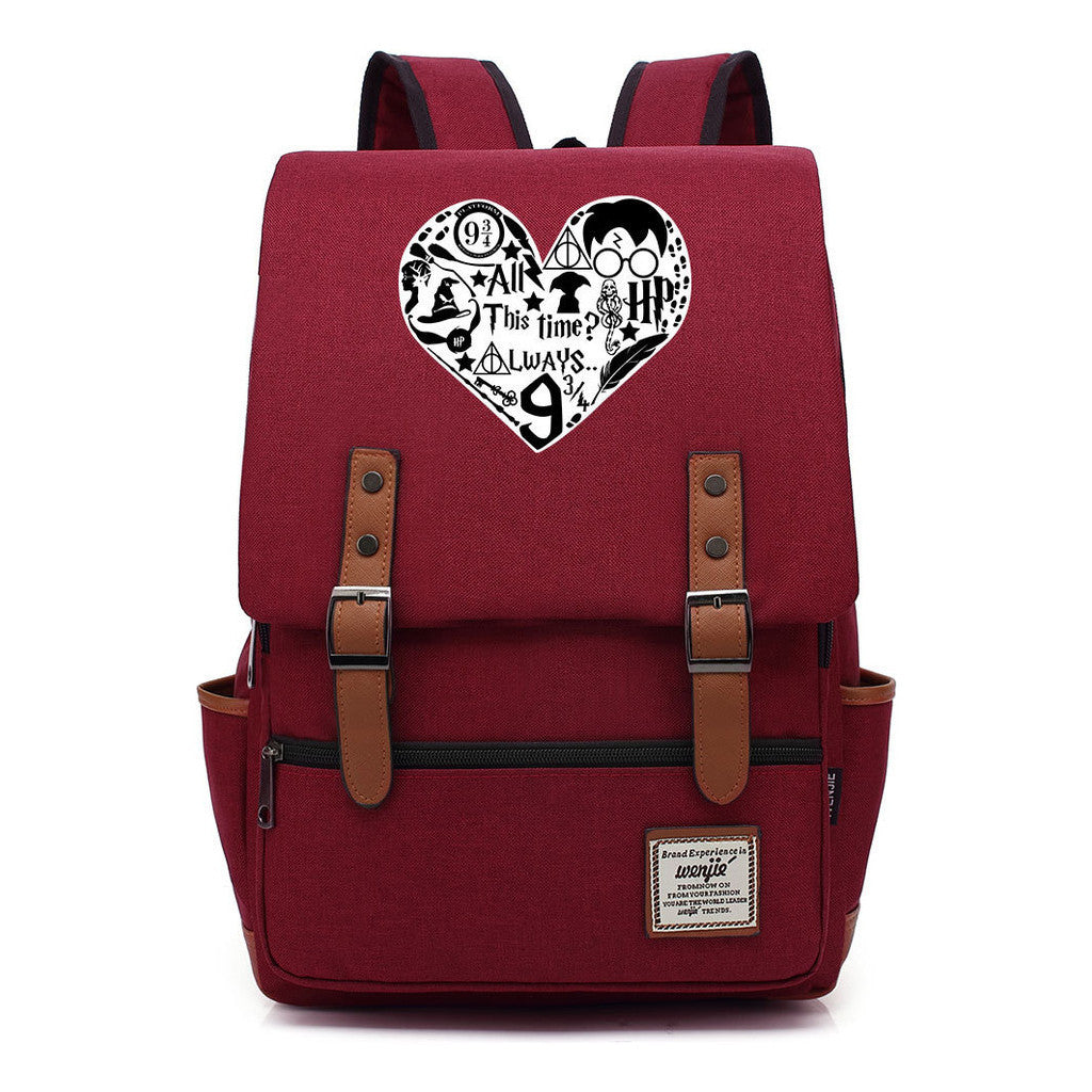 School Of Witchcraft And Wizardry Printed Youth Student School Bag Casual Belt Buckle Classic Backpack