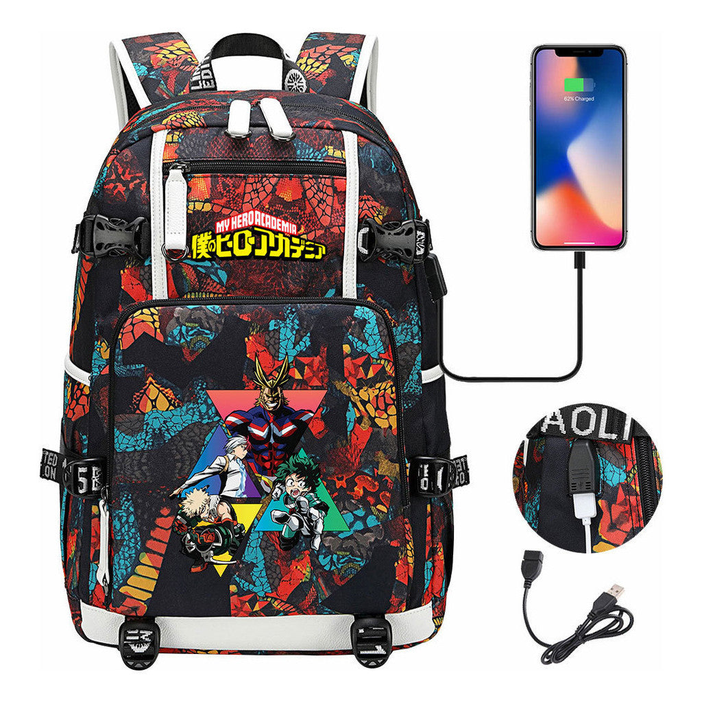 My Heroes Academy Usb Youth Student Backpack For Men And Women's Travel Backpacks