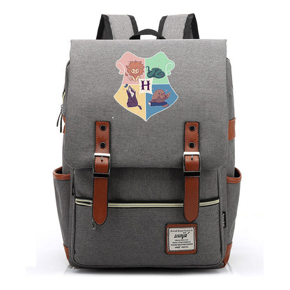 School Of Magic Printed Schoolbags For Young Students, Casual Belt Buckles And Classic Backpacks