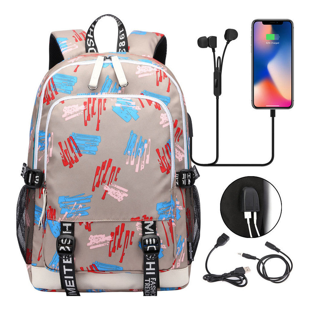 Usb Youth Primary And Secondary School Student Backpack For Men And Women's Leisure Sports Backpack