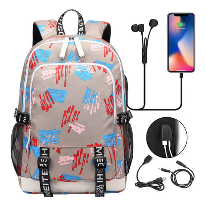 Usb Youth Primary And Secondary School Student Backpack For Men And Women's Leisure Sports Backpack