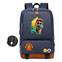 Football Star Cristiano Ronaldo Printed Usb Youth Student Backpack For Boys And Girls Leisure Travel Backpack