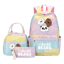 Cartoon Cute Three Bears Youth Student Girls School Bag Lunch Bag Three Piece Set Backpack Set