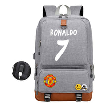 Football Star Cristiano Ronaldo Printed Usb Student Backpack For Leisure Travel Backpack