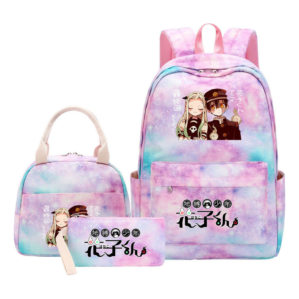 Ground Bound Youth Huazijun Student Girls School Bag Lunch Bag Three Piece Set Backpack Set