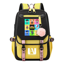 Comics My Heroes Academy Usb Student Backpack Casual Ribbon Flip Backpack
