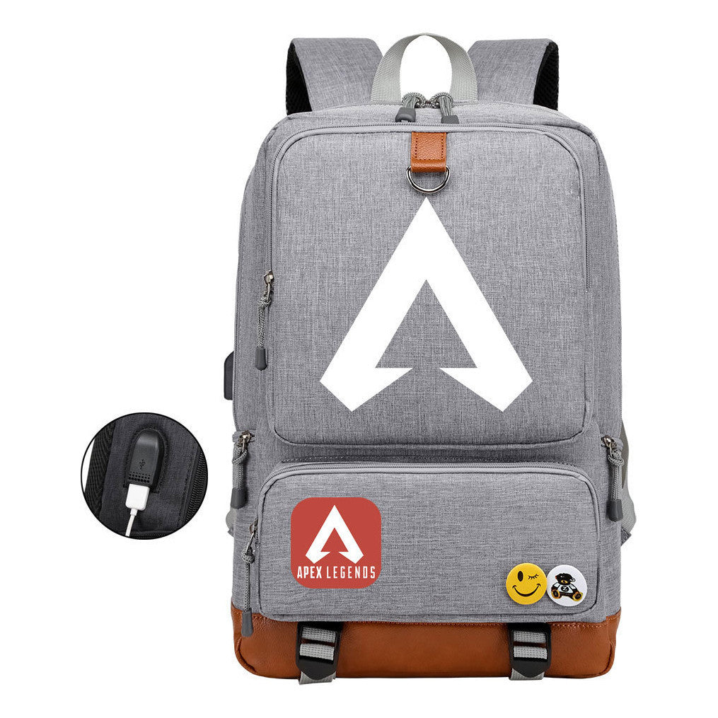 Apex Hero Print Usb Youth School Bag Travel Backpack