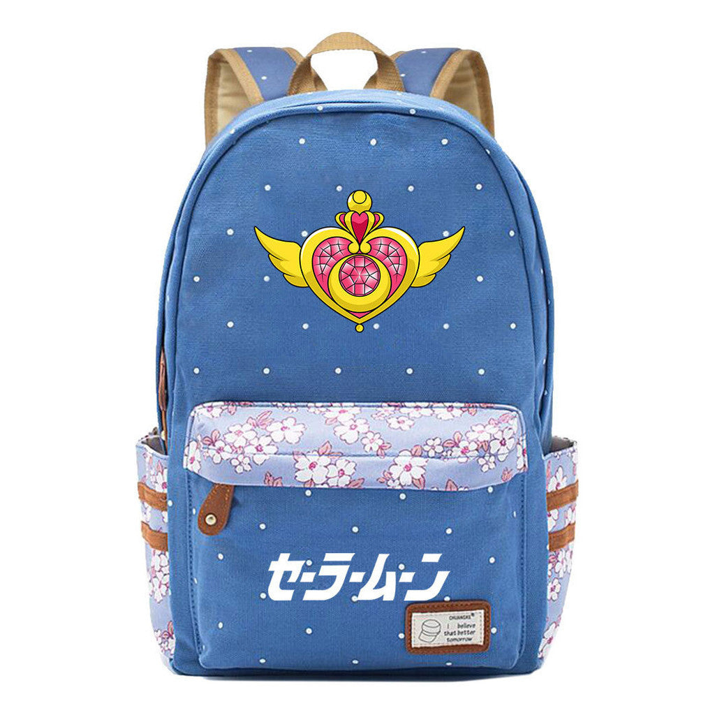 Anime Beauty Girl Warrior Student School Bag Fragmented Flower Boy's And Girl's Leisure Backpack