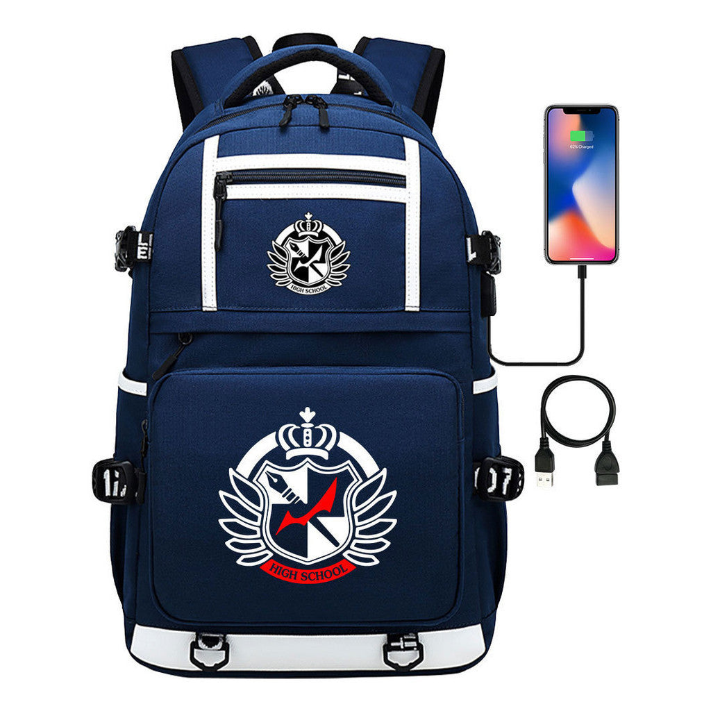 Cartoon Cartoon Printed Usb Youth Student Backpack Men's And Women's Backpack Leisure Travel Backpack