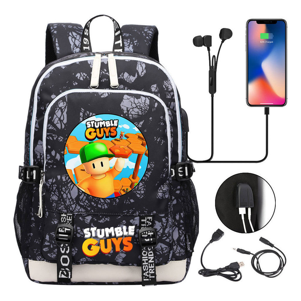Printed Youth School Bag Usb Casual Backpack Travel Backpack