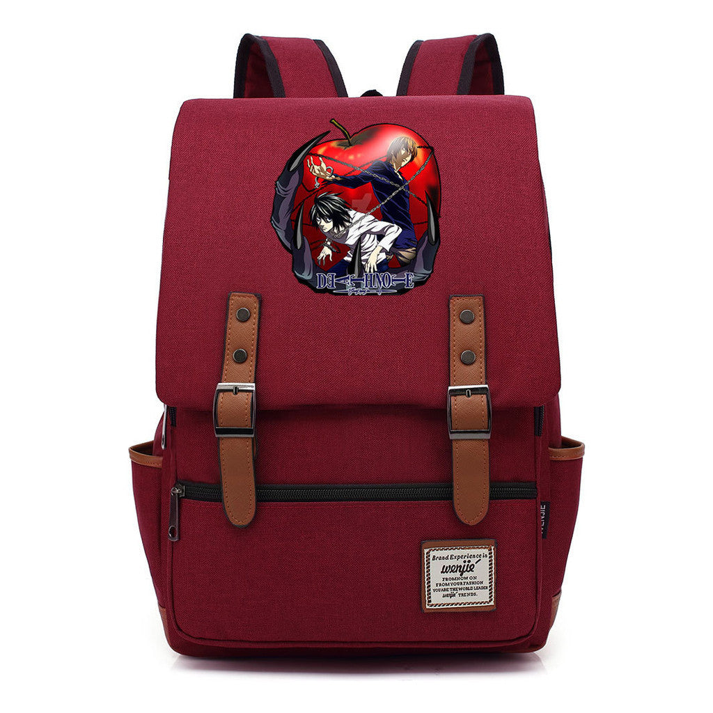 Manga Death Note Youth Student School Bag Men's And Women's Leisure Belt Buckle Backpack