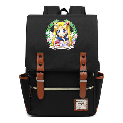 Beautiful Girl Warrior Youth Student School Bag Usb Men's And Women's Leisure Backpack