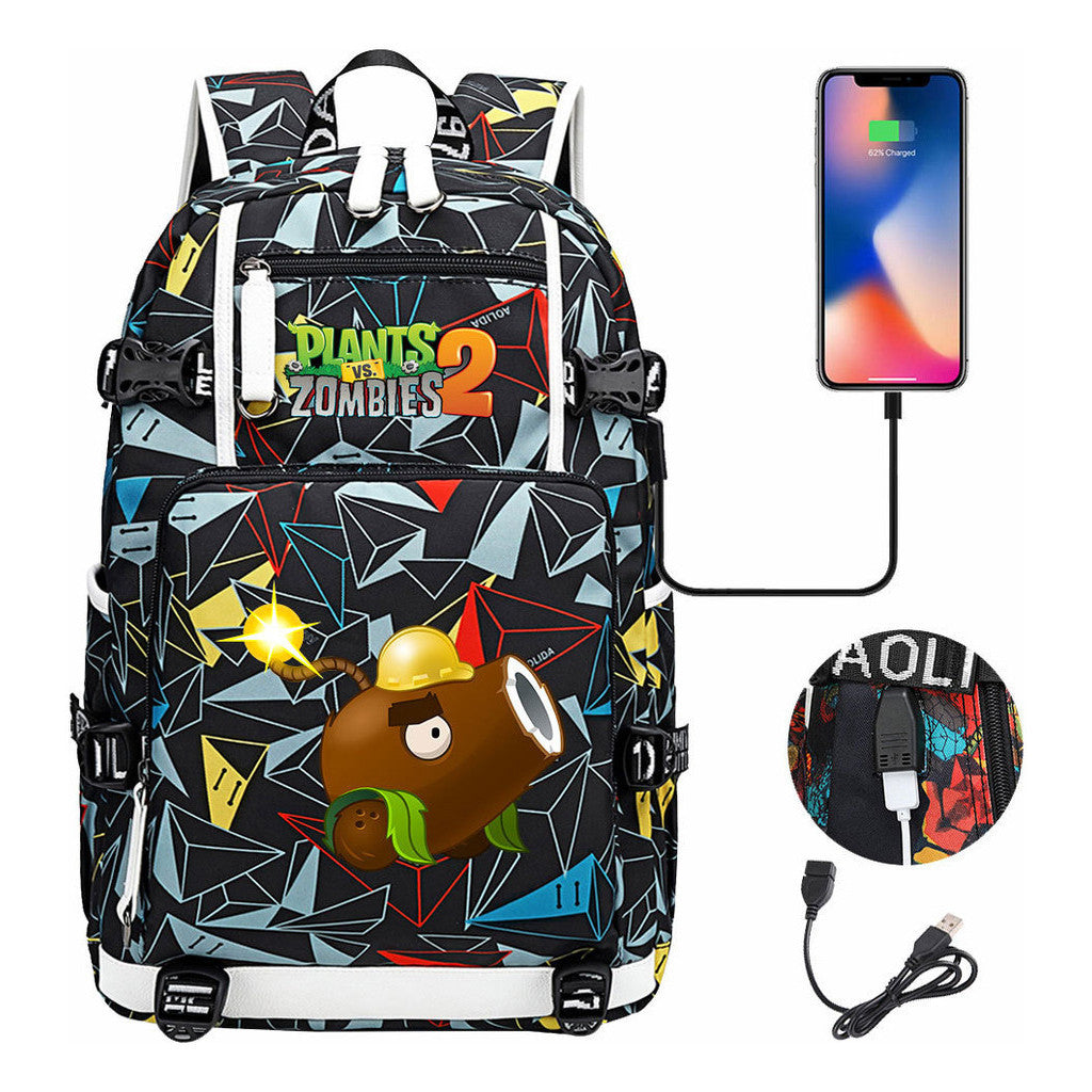 Printed Usb Youth Student Backpack For Men And Women's Leisure Travel Backpack