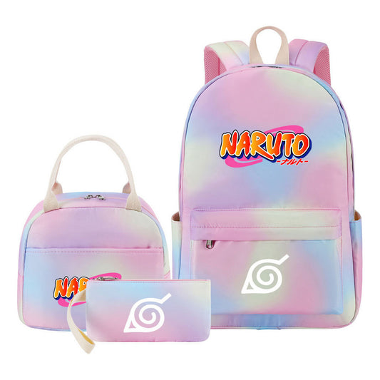 Naruto Student Girl Backpack Lunch Bag Three Piece Set Backpack Set