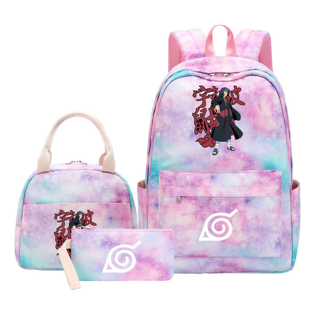 Naruto Student Girl Backpack Lunch Bag Three Piece Set Backpack Set