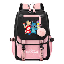 Interstellar Baby Stitch Usb Backpack For Boys And Girls, Casual Woven Strap Flip Back Backpack
