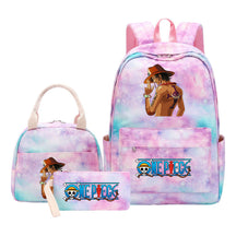 Cartoon Pirate King  Student Girl Backpack Lunch Bag Three Piece Set Backpack