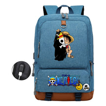 Cartoon Pirate King Print Usb Youth Backpack For Boys And Girls Leisure Travel Backpack
