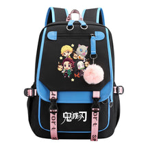 Cartoon Fashion Usb Youth School Bag For Boys And Girls Casual Ribbon Flip Backpack