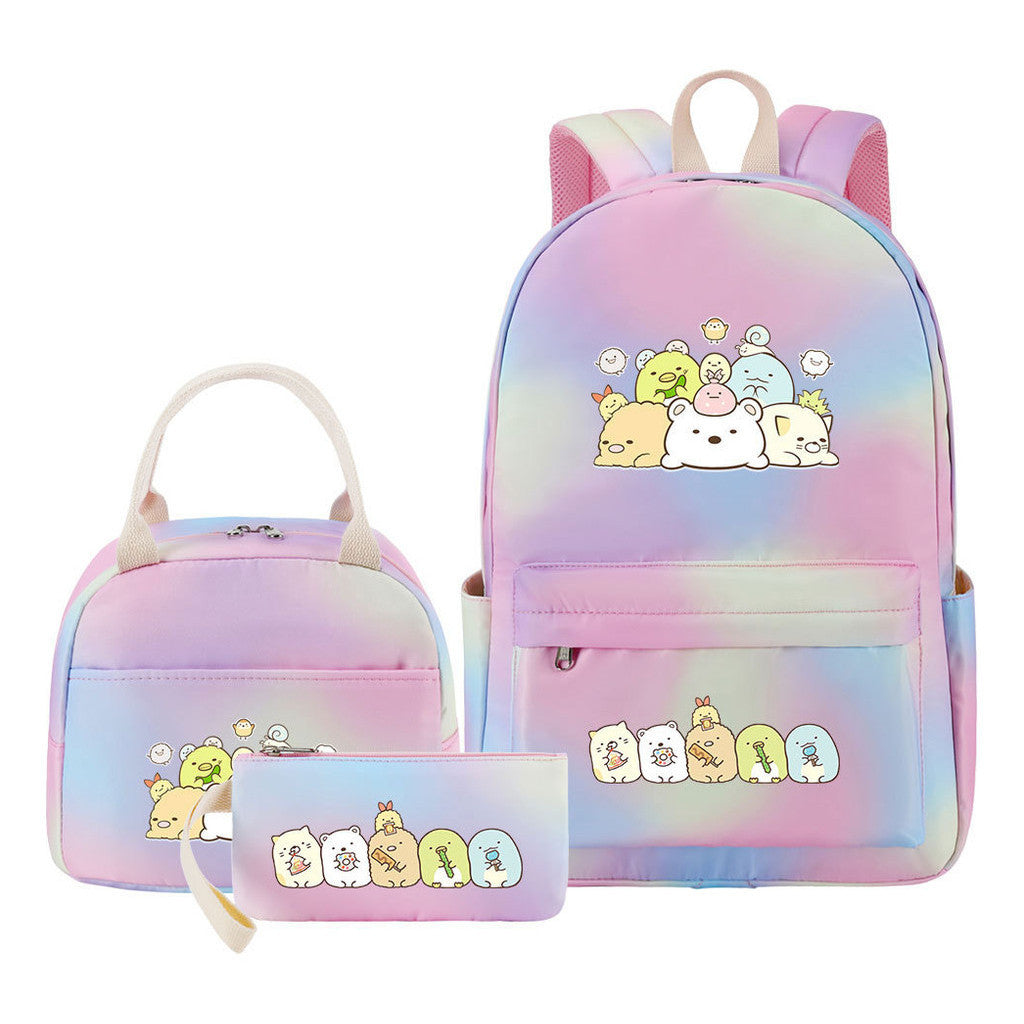 Game Corner Biology Student Girls School Bag Lunch Bag Three Piece Set Backpack Set