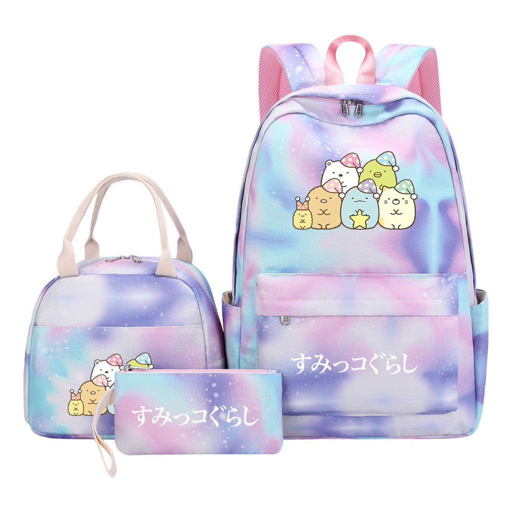 Game Corner Biology Youth Student Girls School Bag Lunch Bag Three Piece Set Backpack Set