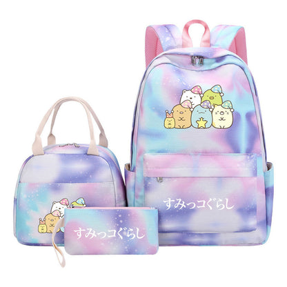Game Corner Biology Youth Student Girls School Bag Lunch Bag Three Piece Set Backpack Set