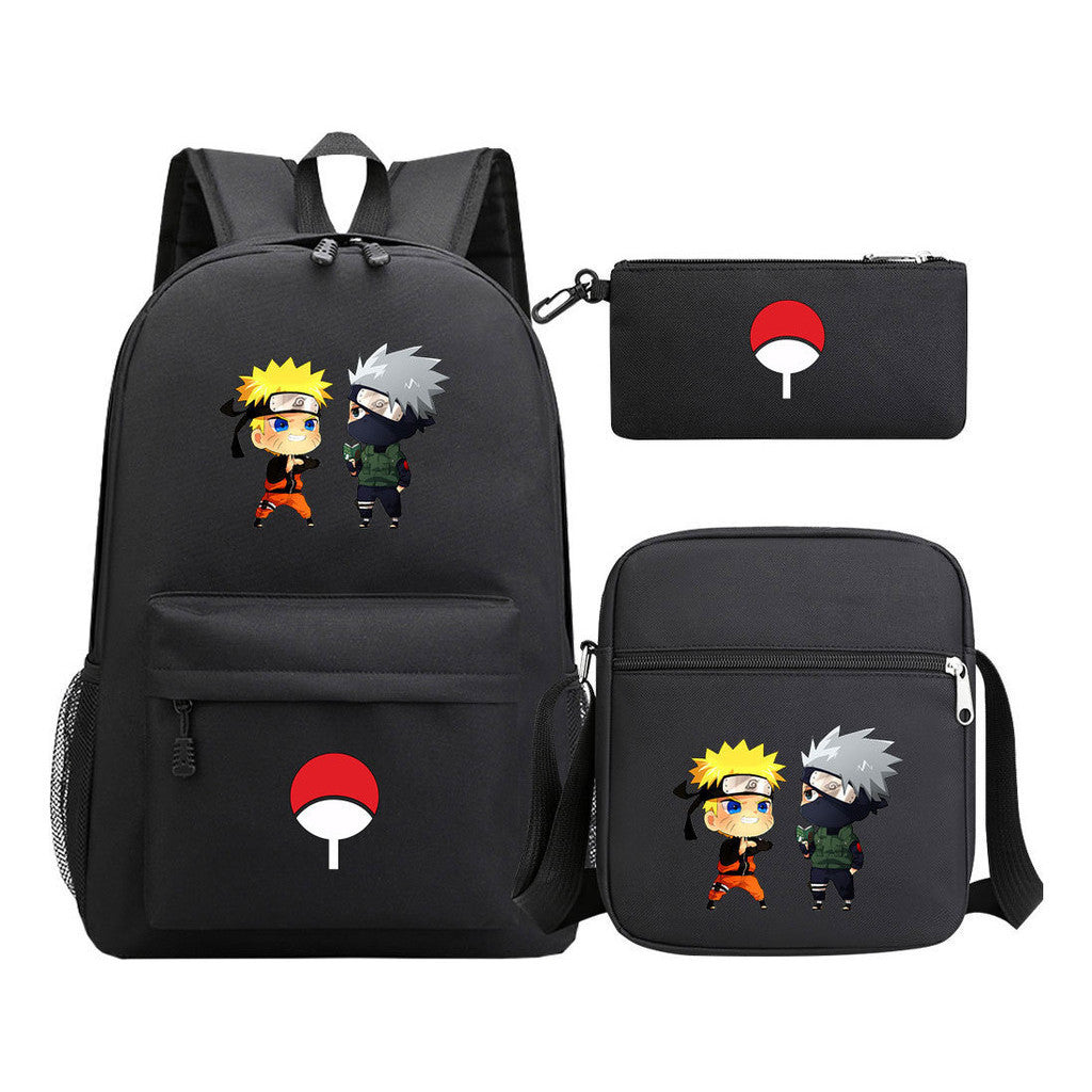 Anime Naruto Starry Sky Youth School Bag Three Piece Set For Men And Women Backpack Set