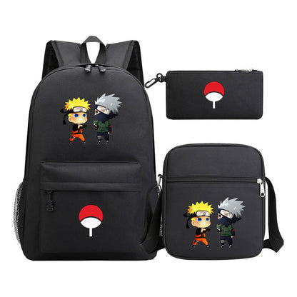 Anime Naruto Starry Sky Youth School Bag Three Piece Set For Men And Women Backpack Set