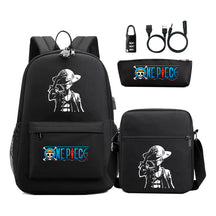 Cartoon Pirate King Usb Password Lock Youth Student School Bag Three Piece Set For Boys And Girls Backpack Set
