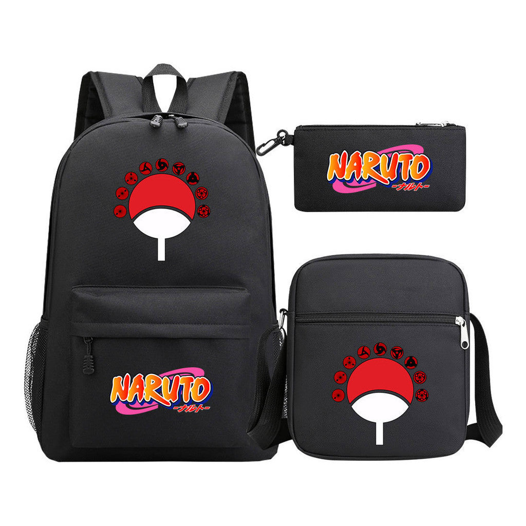 Anime Naruto Starry Sky Student School Bag Three Piece Set For Men And Women Backpack Set