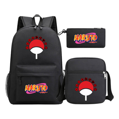 Anime Naruto Starry Sky Student School Bag Three Piece Set For Men And Women Backpack Set