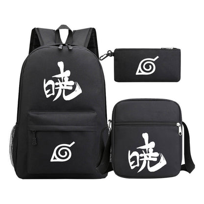 Anime Naruto Starry Sky Youth School Bag Three Piece Set For Men And Women Backpack Set
