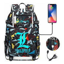 Blue Night Light Death Note Usb Youth Student School Bag Men's And Women's Leisure Travel Backpack