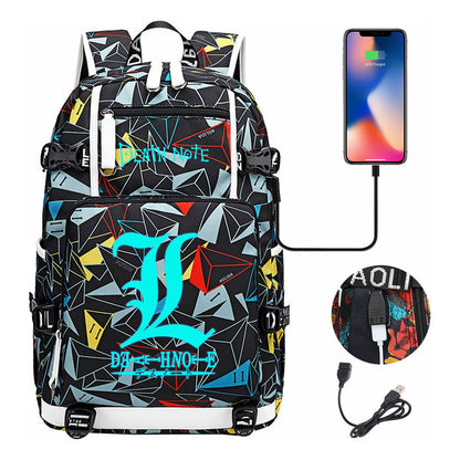 Blue Night Light Death Note Usb Youth Student School Bag Men's And Women's Leisure Travel Backpack