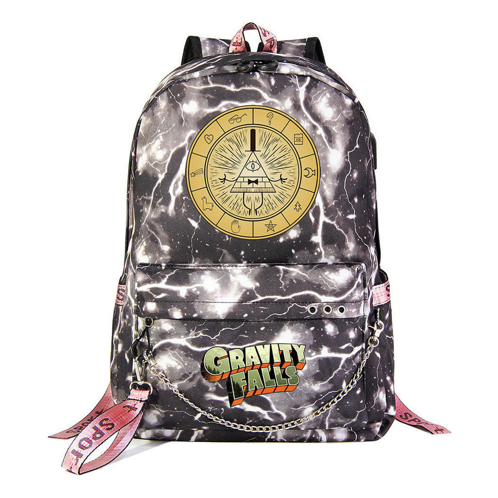 Cartoon Strange Town Youth Student School Bag Men's And Women's Leisure Travel Backpack