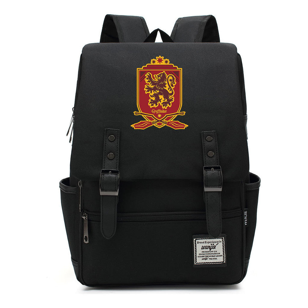 School Of Witchcraft And Wizardry Printed Youth Student Backpack For Men And Women, Casual Belt Buckle, Classic Backpack
