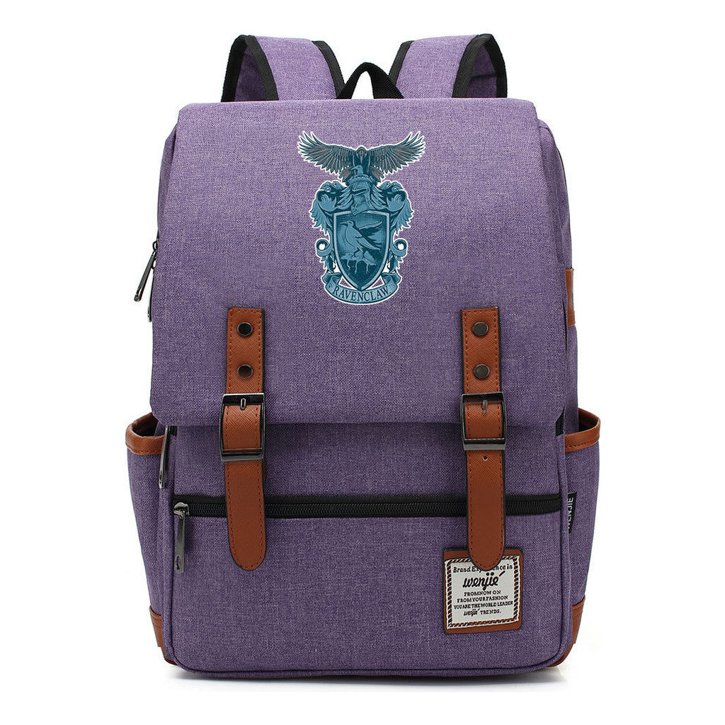 School Of Witchcraft And Wizardry Printed Student Backpack For Men And Women, Casual Belt Buckle, Classic Backpack
