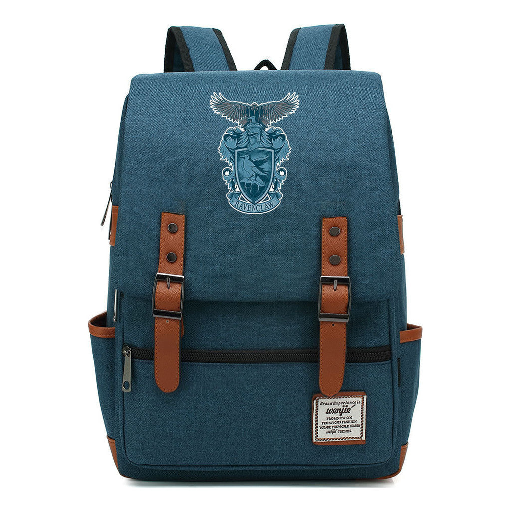 School Of Witchcraft And Wizardry Printed Student Backpack For Men And Women, Casual Belt Buckle, Classic Backpack