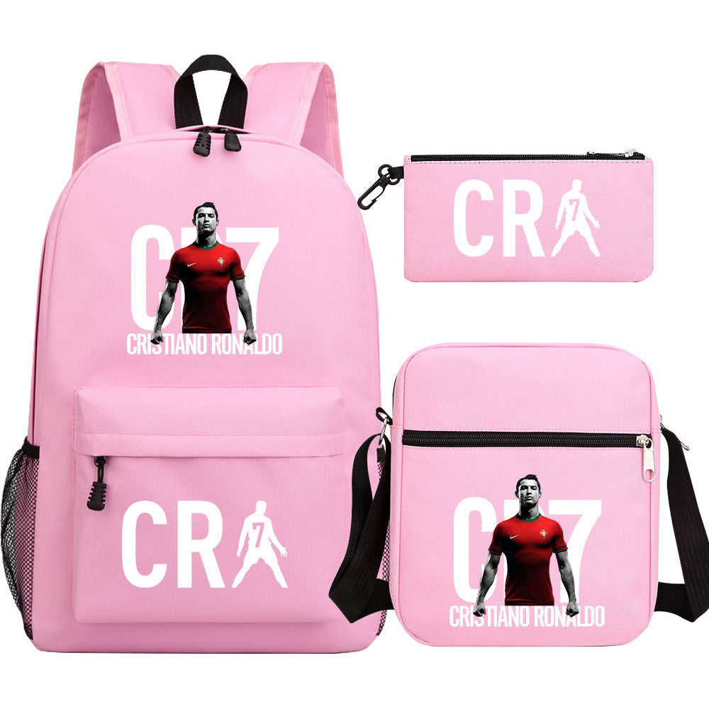Football Star Cristiano Ronaldo Printed Youth Student Backpack 3pcs/Set Backpacks