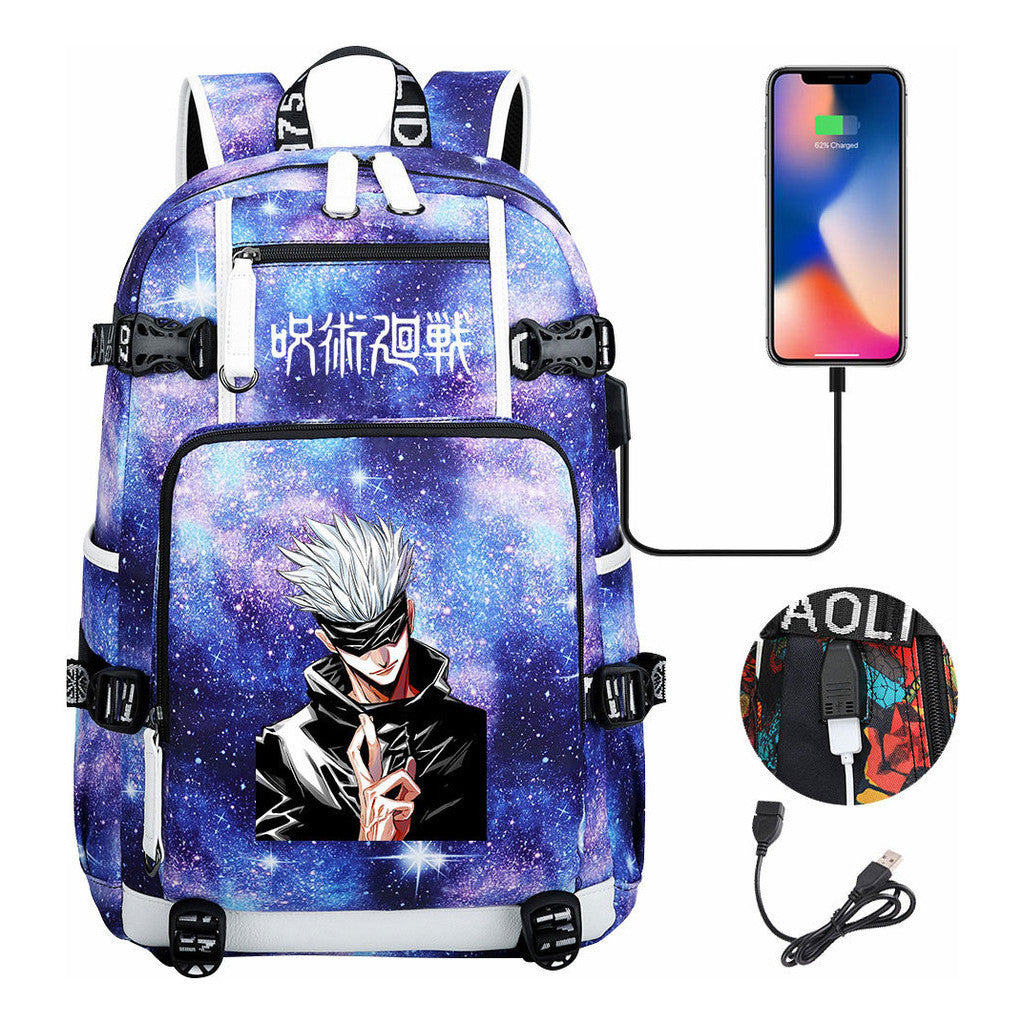 Printed Usb Youth Student Backpack Leisure Large Capacity Travel Backpack